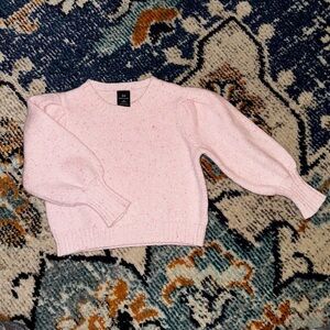 Something Navy Pink Speckled Puff Sleeve Girls Sweater Size 24 Months
